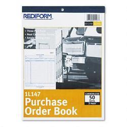 Rediform Office Products Carbonless Purchase Order Book, Tripl, Numbered, Bottom Punch, 8-1/2x11 (RED1L147)