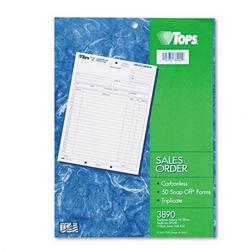 Tops Business Forms Carbonless Snap-Off® Sales Order, Long Form, Triplicate Style, 50 Sets/Pack (TOP3890)