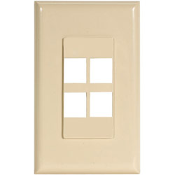 Channel Vision 4 Socket Decora-Style Faceplate - 1-Gang - Ivory