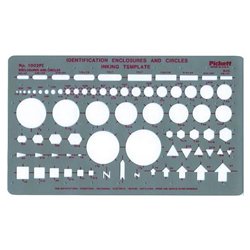 Chartpak/Pickett Circle & ID Template, 10 x5-7/8 , Soft Gray (CHA1002PI)