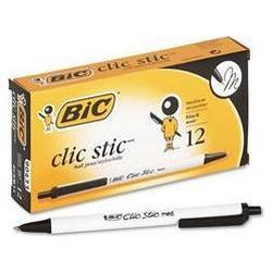 Bic Corporation Clic Stic® Retractable Ballpoint Pen, Medium, Nonrefillable, Black Ink (BICCSM11BK)