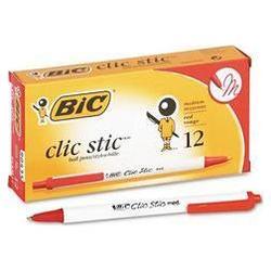 Bic Corporation Clic Stic® Retractable Ballpoint Pen, Medium, Nonrefillable, Red Ink (BICCSM11RD)