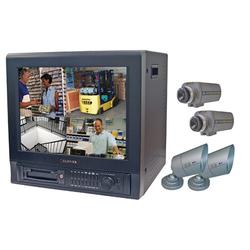 Clover C-1704DVR 17 Color Flat Screen Observation System - Monitor, 4 x Camera, Digital Video Recorder - 17 CRT
