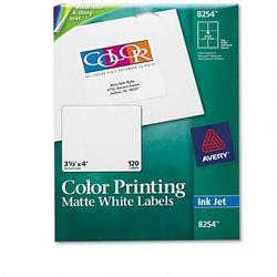 Avery-Dennison Color Ink Jet Labels, Matte White, Rectangle, 3-1/3 x4 (AVE08254)