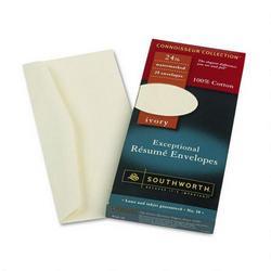 Southworth Company Connoisseur Collection® 100% Cotton #10 R sum Envelopes, Ivory, 24-lb., 25/Box (SOUR14I10)