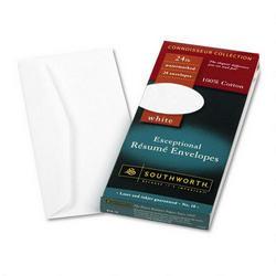 Southworth Company Connoisseur Collection® 100% Cotton #10 R sum Envelopes, White, 24-lb., 25/Box (SOUR1410)