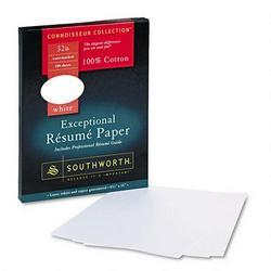 Southworth Company Connoisseur Collection® R sum Paper, 8-1/2x11, White, 32-lb., 100 Sheets/Box (SOURD18CF)