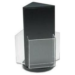 Deflecto Corporation Countertop Revolving 3-Pocket Leaflet Rack, Clear Pockets, Black Base, 10-3/4h (DEF592704)