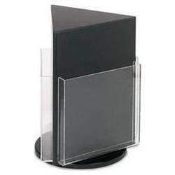 Deflecto Corporation Countertop Revolving 3-Pocket Magazine Rack, Clear Pockets, Black Base, 13h (DEF592804)