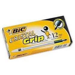 Bic Corporation Cristal Grip™ Medium Point Ballpoint Pen, Clear Cap, Black Ink, Dozen (BICMSG11BK)