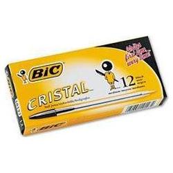 Bic Corporation Cristal® Stick Ball Pen, Medium Point, Clear Barrel, Black Ink, Dozen (BICMS11BK)