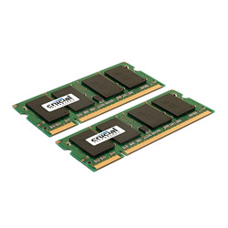 CRUCIAL TECHNOLOGY Crucial 2GB (2 x 1GB) PC2-5300 667MHz 200-pin SODIMM DDR2 Laptop Memory - CT2KIT12864AC667