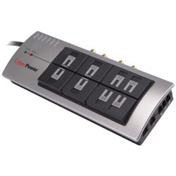 CABLES UNLIMITED CyberPower 895 8-Outlet Surge Suppressor - 3600 Joules 15A RJ11/Coax(2)/RJ45 EMI/RFI
