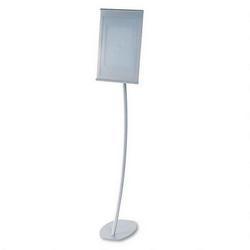 Quartet Manufacturing. Co. Designer Sign Stand, Portrait or Landscape Orientation, 59 High, Silver Steel (QRT7922)