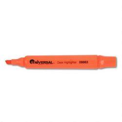 Universal Office Products Desk Highlighter, Chisel Tip, Pocket Clip, Fluorescent Orange (UNV08863)