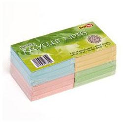 Redi-Tag/B. Thomas Enterprises 100% Recycled Colored 3 x 3 Self Stick Notes, 12 Pads/Pack (RTG26704)