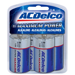 AC Delco D4 ACD D Maximum Power Alkaline Retail Battery Pack