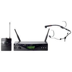 AKG WMS450-HEADSET/2 Frequency-Agile UHF Wireless System with Bodypack and C 555L Headset Microphone
