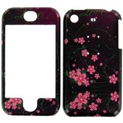 Wireless Emporium, Inc. Apple iPhone Black w/ Pink Flowers Snap-On Protector Case Faceplate