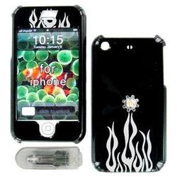 Wireless Emporium, Inc. Apple iPhone Silver Flame Snap-On Protector Case w/Swivel Belt Clip