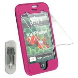 Wireless Emporium, Inc. Apple iPhone Snap-On Protector Case w/Screen Shield (Rubberized Hot Pink)