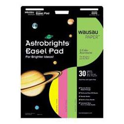Wausau Papers Astrobrights® Easel Pad, 3 Assorted Colors, 30 Sheets/Pad, 20 lb Tear Off Sheets (WAU25912)