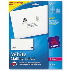 Avery-Dennison Avery Dennison Address Label - 2 Width x 4 Length - Permanent - 250 / Box - White (5263)