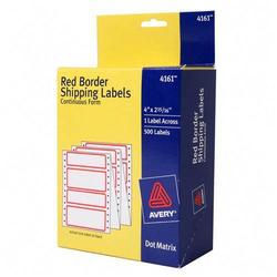 Avery-Dennison Avery Dennison Address Label - 4 Width x 2.93 Length, 4.25 Length - Permanent - 500 / Box - White, Red