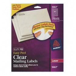 Avery-Dennison Avery Dennison Address Labels - 0.5 Width x 1.75 Length - Permanent - 2000 / Box - Clear (5667)