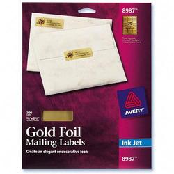 Avery-Dennison Avery Dennison Address Labels - 0.75 Width x 2.25 Length - 300 / Pack - Gold