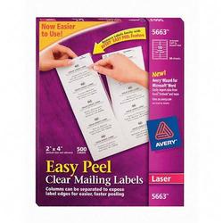 Avery-Dennison Avery Dennison Address Labels - 2 Width x 4.12 Length - 500 / Box - Clear (5663)