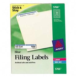 Avery-Dennison Avery Dennison Filing Labels - 0.66 Width x 0.33 Length, 0.33 Length - 30/Sheet - Permanent - 1500 / Box - Blue