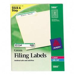 Avery-Dennison Avery Dennison Filing Labels - 0.66 Width x 3.43 Length - Permanent - 1500 / Box - Green