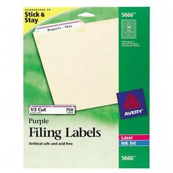Avery-Dennison Avery Dennison Filing Labels - 0.66 Width x 3.43 Length - Permanent - 750 / Box - Purple