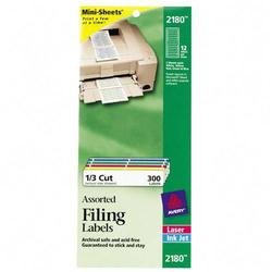 Avery-Dennison Avery Dennison Filing Mini-Sheet Label - 0.66 Width x 3.43 Length - Permanent - 300 / Carton - Assorted