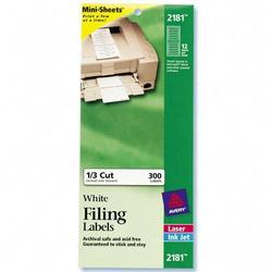 Avery-Dennison Avery Dennison Filing Mini-Sheet Label - 0.66 Width x 3.43 Length - Permanent - 300 / Carton - White