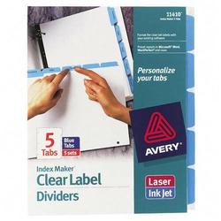 Avery-Dennison Avery Dennison Index Maker Clear Label Dividers with Color Tabs - 5 x Tab Divider