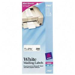 Avery-Dennison Avery Dennison Mini-Sheet Label - 1 Width x 2.62 Length - Permanent - 200 / Carton - White