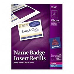 Avery-Dennison Avery Dennison Name Badge Insert Refill - 4 Width x 3 Length - 300 / Box - White (5392)