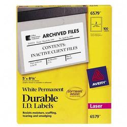 Avery-Dennison Avery Dennison Permanent Durable I.D. Labels - 5 Width x 8.12 Length - Permanent - White