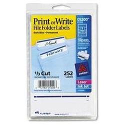 Avery-Dennison Avery Dennison Print or Write File Folder Label - 0.69 Width x 3.44 Length - Permanent - 252 / Pack - Dark Blue