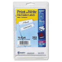 Avery-Dennison Avery Dennison Print or Write File Folder Label - 0.69 Width x 3.44 Length - Permanent - 252 / Pack - White