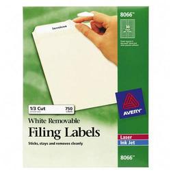 Avery-Dennison Avery Dennison Removable Filing Labels - 0.66 Width x 3.43 Length - Removable/ Pack - White