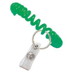 BRADY PEOPLE ID - CIPI Brady Plastic Wrist Coil with Split Ring & Clear Vinyl Strap - Green