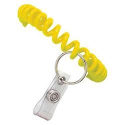 BRADY PEOPLE ID - CIPI Brady Plastic Wrist Coil with Split Ring & Clear Vinyl Strap - Yellow