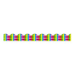 Trend Enterprises Bulletin Board Border, Rainbow Plaid, 2-1/4 x39 (TEIT92044)