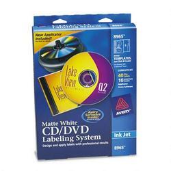 Avery-Dennison CD/DVD Design Kit, 40 Labels & 10 Inserts for Ink Jet Printers (AVE8965)