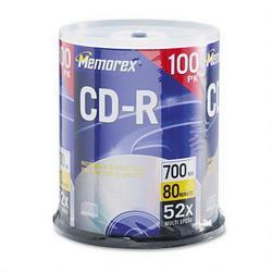 Memorex Computer Supplies CD R Recordable Discs, 700MB/80MIN, 52x, Branded, Spindle, Silver, 100/Pack (MEM32024581)