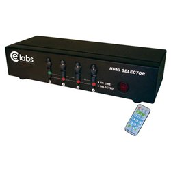 Ce Labs CElabs HM41SR 4 In 1 Out HDMI Switcher - - 4 x HDMI-HDCP Digital Audio/Video In, 1 x HDMI-HDCP Digital Audio/Video Out, 1 x Serial