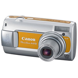 Canon PowerShot A470 Digital Camera 7.1 Megapixels - 16:9 - 4x Digital Zoom - 2.5 Active Matrix TFT Color LCD - Orange